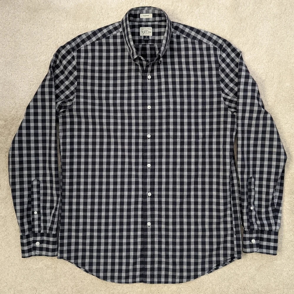 J.Crew blue white plaid shirt